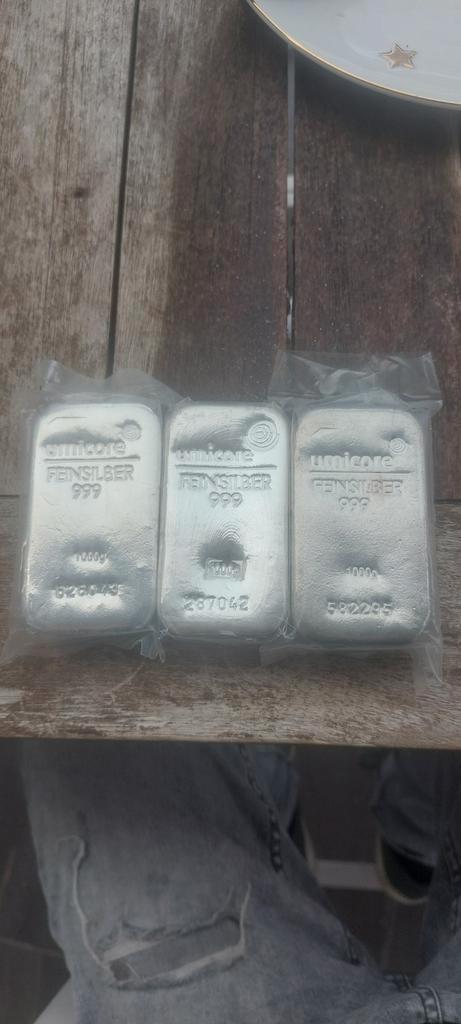 3x umicore 1kg zilverbaar in seal, Postzegels en Munten, Edelmetalen en Baren, Zilver, Ophalen