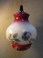 Vintage glazen lamp hanglamp met rozen melkglas, Huis en Inrichting, Lampen | Hanglampen, Ophalen of Verzenden, Gebruikt, Glas