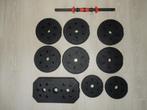 Halterschijven gewichten met halterstang, Sport en Fitness, Fitnessmaterialen, Ophalen, Nieuw, Benen, Halterschijven