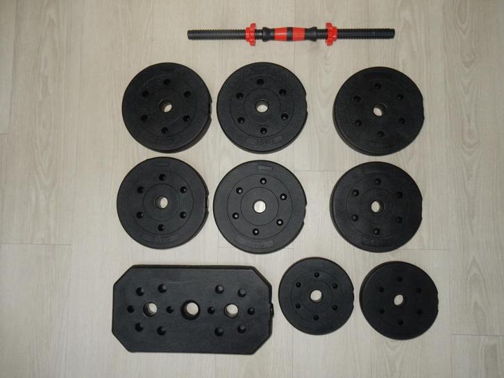 Halterschijven gewichten met halterstang, Sport en Fitness, Fitnessmaterialen, Nieuw, Halterschijven, Armen, Benen, Borst, Buik