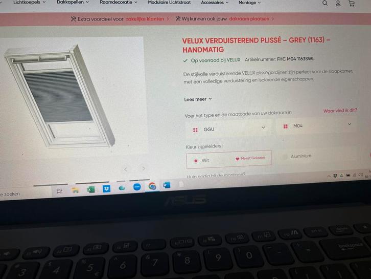 Nieuw Velux Dakraam Gordijn Plissé Grijs GGU MK04, Doe-het-zelf en Verbouw, Rolluiken, Nieuw, Minder dan 100 cm, Grijs, Ophalen of Verzenden