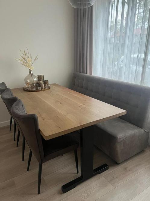 Eetbank bruin suede/lederachtige stof, Huis en Inrichting, Banken | Bankstellen, Zo goed als nieuw, Minder dan 75 cm, Stof, Ophalen