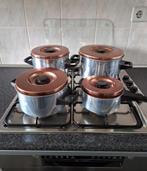 4 delig pannenset., Ophalen of Verzenden, Gebruikt, Aluminium, Pannenset