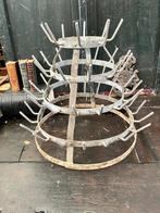 brocante frans gegalvaniseerd pinnenrek flessenrek, Ophalen, Gebruikt