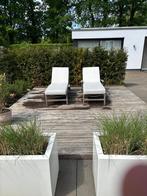 Twee aluminium ligbedden met kussens, Tuin en Terras, Ligbedden, Ophalen, Gebruikt, Aluminium