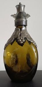 Antieke groen glazen whisky karaf met tin beslag druifjes, Antiek en Kunst, Antiek | Tin, Ophalen of Verzenden