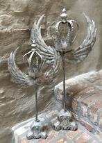 Set ornament kandelaar met kroontje en vleugels grijs, Verzenden, Mandysmaison, Info@mandysmaison.nl, 5664HM