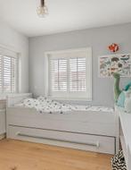 1-persoons steigerhouten bed - whitewash, Huis en Inrichting, Slaapkamer | Bedden, 90 cm, Gebruikt, Ophalen of Verzenden, Eenpersoons