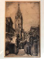 Cornelis Brandenburg - ets van Jacobitoren in Den Haag, Antiek en Kunst, Kunst | Etsen en Gravures, Ophalen of Verzenden