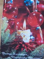 kerst - prettige kerstdagen - kaars met rode glazen ballen, Verzenden, 1960 tot 1980, Gelopen, Overige thema's