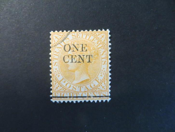 A06012: Straits Settlements QV 1 c, Postzegels en Munten, Postzegels | Azië, Ophalen of Verzenden
