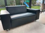Mooie zwart lederen bank loveseat, Huis en Inrichting, Ophalen, Gebruikt, Tweepersoons, Rechte bank