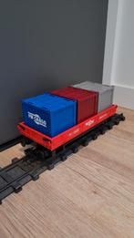 Playmobil 4126 platte trein wagon met containers Igb rails, Ophalen of Verzenden, Zo goed als nieuw, Complete set