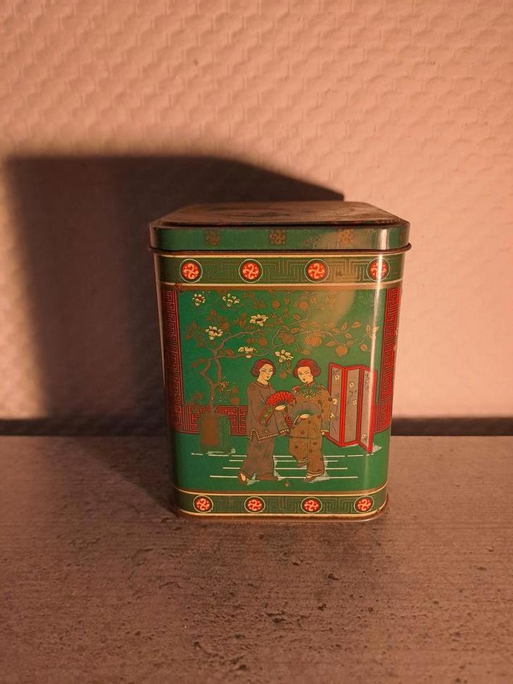 Vintage Thee Blik, Huis en Inrichting, Woonaccessoires | Kisten, Gebruikt, Minder dan 50 cm, Minder dan 50 cm, Ophalen