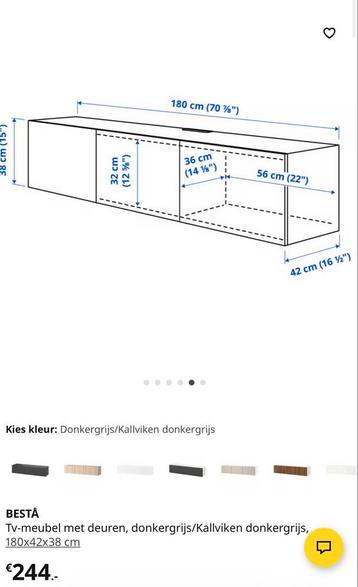 Ikea Besta TV Meubel - Donkergrijs - afbeelding 4