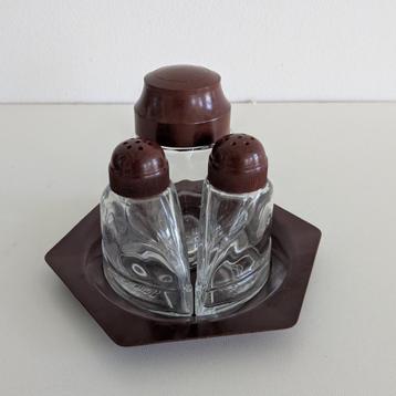 Poncet peper zout mosterd set. Art Deco Glas Bakeliet. j 30 beschikbaar voor biedingen