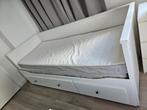 HEMNES Bedbank met 3 lades, wit, 80x200 cm Incl.2 Matrassen, Ophalen, Wit, Tweepersoons, Zo goed als nieuw