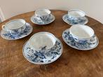 5 kop en schotel, Delfts blauw, Antiek en Kunst, Antiek | Servies compleet, Ophalen