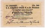 Duitsland Bremen 50 Mark 1922 Schroder Bank, Verzenden, Duitsland