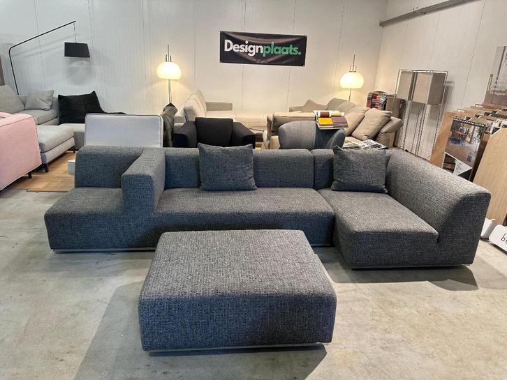 Sur & Plus Modulaire Designbank Grijs – 3-delig + Hocker, Huis en Inrichting, Banken | Bankstellen, Zo goed als nieuw, Hoekbank