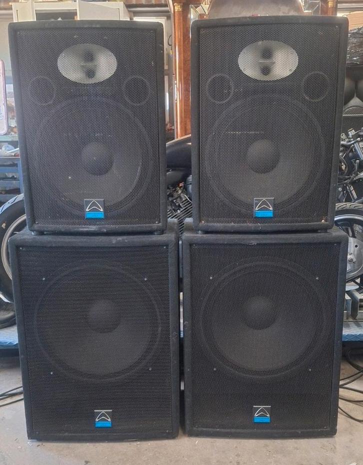 Wharfdale pro 18" sub /15" top speakerset, Audio, Tv en Foto, Luidsprekers, Zo goed als nieuw, 120 watt of meer, Overige merken