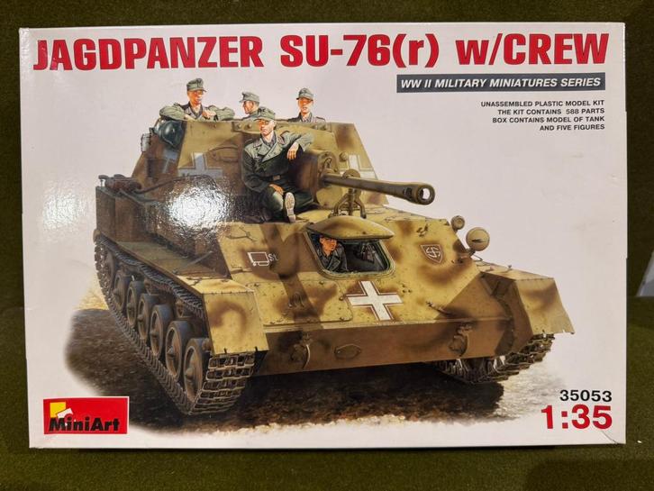 Miniart 35053 1/35 German Jagdpanzer SU-76 w crew, Hobby en Vrije tijd, Modelbouw | Auto's en Voertuigen, Nieuw, Tank, 1:32 tot 1:50