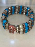 Turquoise & Parel Armband, Overige materialen, Blauw, Ophalen of Verzenden, Zo goed als nieuw