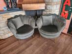 Schelpstoel schelpbank fauteuil schelp stoel velvet groen, Ophalen, Zo goed als nieuw, Eenpersoons