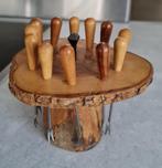 Mooie houten houder met vintage cocktailvorkjes, Ophalen of Verzenden