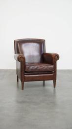 Mooie, klassieke donkerbruine schapenleren design fauteuil, Ophalen, Gebruikt, Design, Klassiek, .