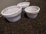 3 bloempotten te koop, Tuin en Terras, Bloempotten, 25 tot 40 cm, Rond, Nieuw, Binnen