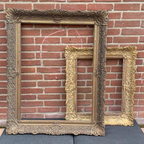 2 Antieke zware hout & goud schilderijlijsten - Barok stijl, Huis en Inrichting, Woonaccessoires | Lijsten, 75 cm of meer, Hout