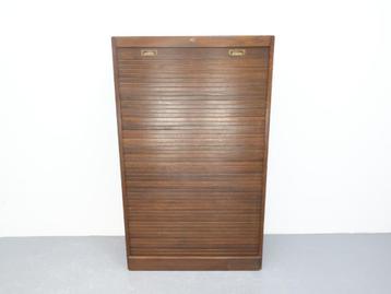 Vintage archiefkast donker eiken roldeur beschikbaar voor biedingen
