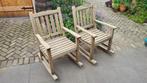 2 teak houten ROUGH-X schommelstoelen m. Madison kussens, Tuin en Terras, Tuinstoelen, Ophalen, Gebruikt, Teakhout