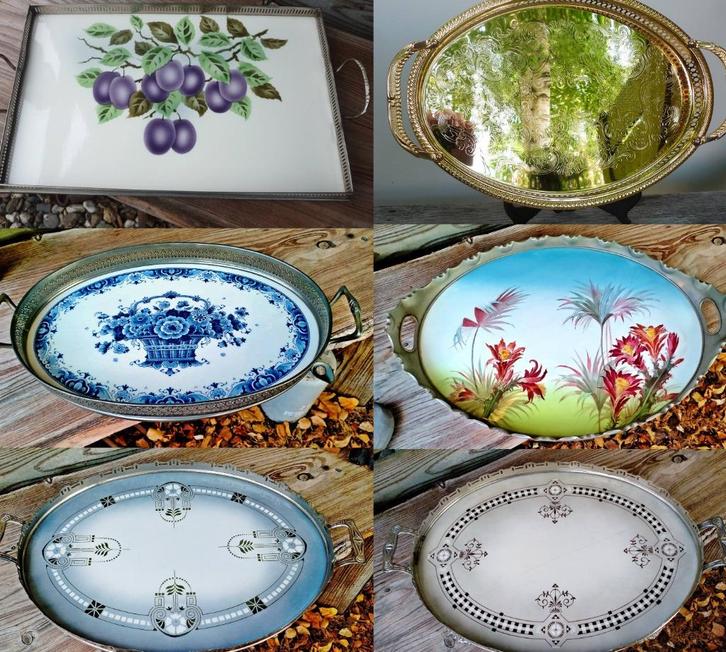6x Antiek / Nieuw Dienblad / Serveerblad - Zie Omschrijving, Huis en Inrichting, Woonaccessoires | Dienbladen, Zo goed als nieuw