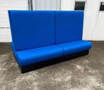 bank wachtbank horecabank treinbank nette staat 240 cm, Ophalen, Hout, Blauw, Zo goed als nieuw