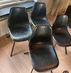 Dutchbone Franky leren (4) stoelen, Huis en Inrichting, Stoelen, Ophalen, Zwart, Leer, Zo goed als nieuw