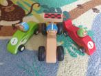 3 houten race auto's  Leuk voor baby en kleuters. Kunnen nog, Ophalen of Verzenden, Zo goed als nieuw
