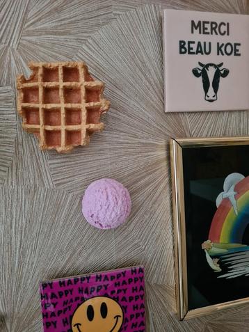 Wandhangers; wafel, ijsbol, donut