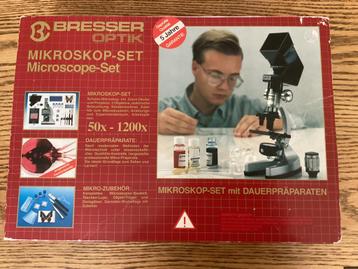 Bresser optiek microscoop set,nieuw in doos,50x1200x,complee