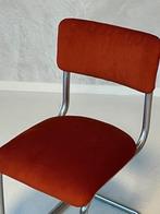 Vintage sledestoel design eetkamerstoel buisframe terra, Gebruikt, Overige kleuren, Vintage, Ophalen of Verzenden