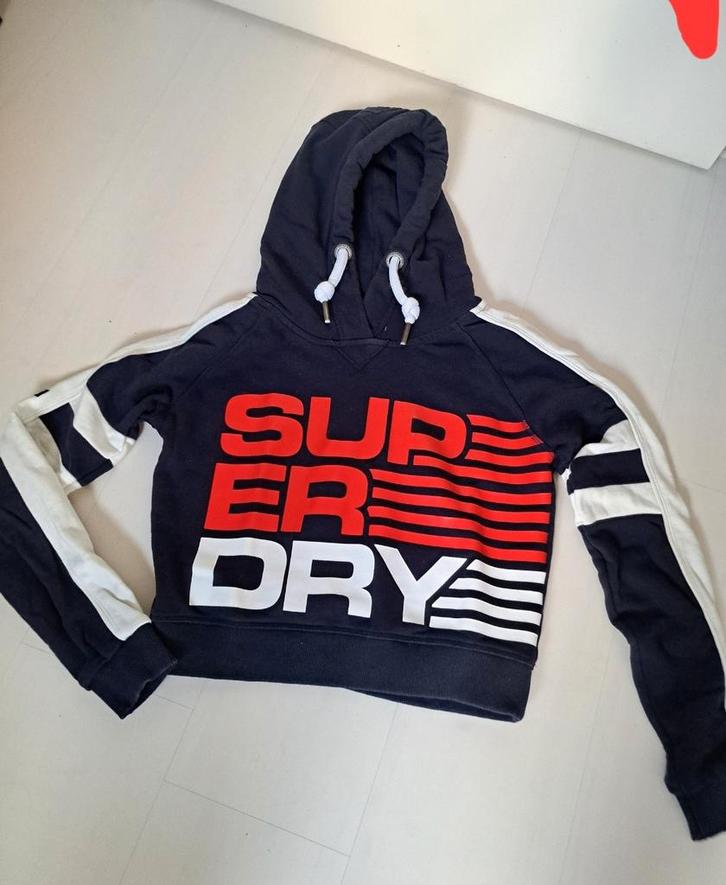 Trui hoody sweater Superdry Super Dry s donkerblauw, Kleding | Dames, Truien en Vesten, Zo goed als nieuw, Maat 36 (S), Blauw