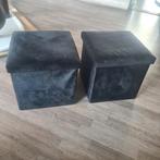 2 Zwarte Opbergkrukjes, Ophalen, Minder dan 50 cm, Vierkant, Minder dan 50 cm