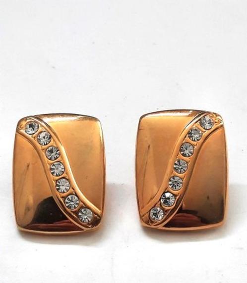 Mooie goudkleurige oorbellen met 7 strass steentjes (6917-52, Sieraden, Tassen en Uiterlijk, Oorbellen, Zo goed als nieuw, Overige materialen