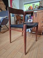 Vintage deens design eetkamerstoel - J.L. Moller, Ophalen, Gebruikt, Bruin, Vintage