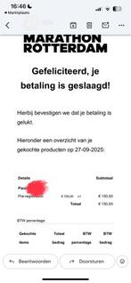 Ticket NN Marathon Rotterdam - te koop, Eén persoon, Overige soorten