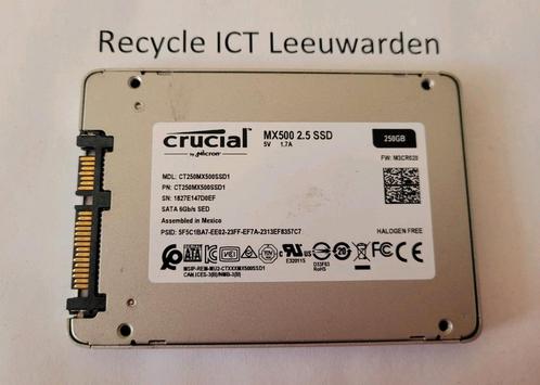 Crucial MX500 250gb laptop ssd hdd hardeschijf, Computers en Software, Harde schijven, Gebruikt, Laptop, Intern, SSD, SATA, Ophalen of Verzenden