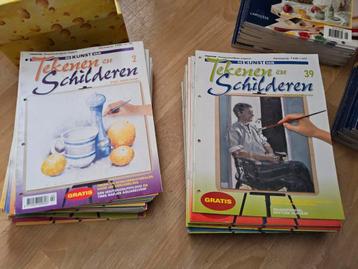 4 bakken vol tekenen en schilderen tijdschriften  beschikbaar voor biedingen