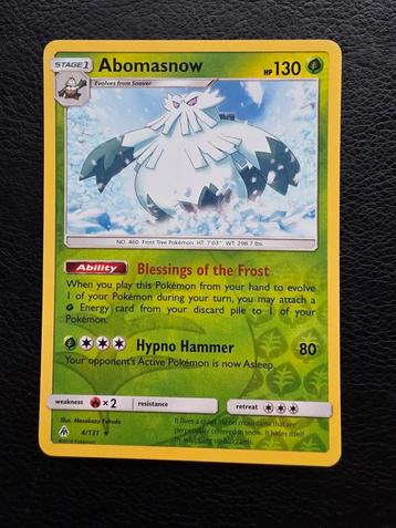 Abomasnow #4 sun moon forbidden light reverse  beschikbaar voor biedingen