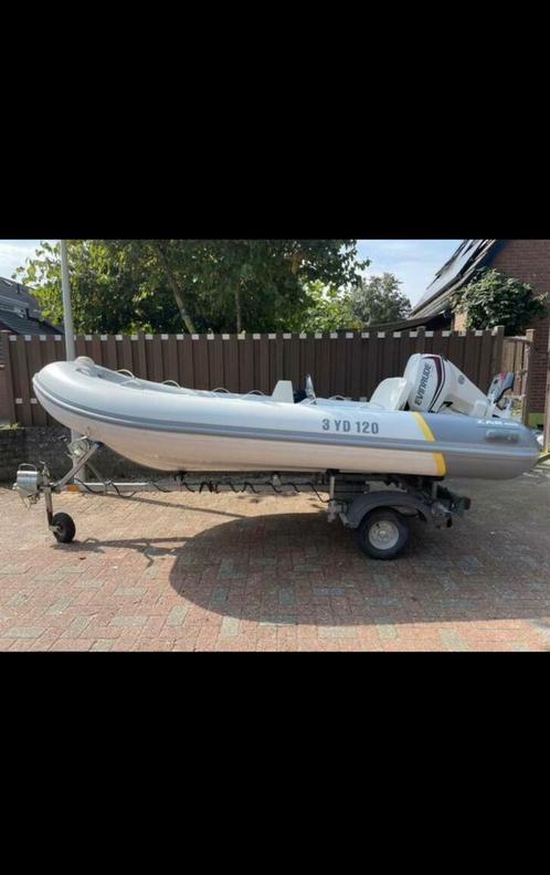 Zar mini ALU 13 met Evrinrude e-tec 25pk, Watersport en Boten, Rubberboten, Zo goed als nieuw, Overige merken, Aluminium, Minder dan 70 pk